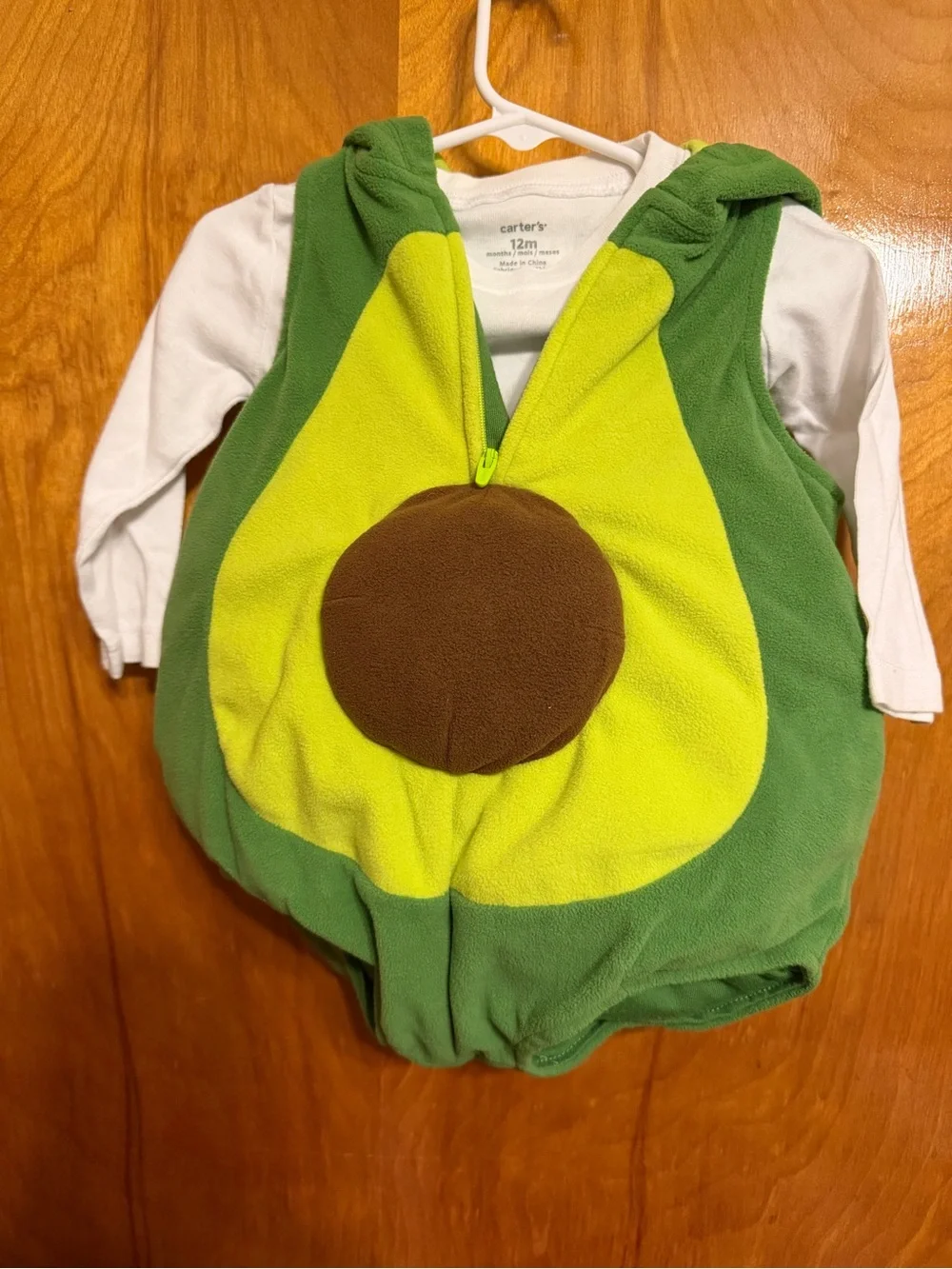 Carter's Green and Lime Avocado Fleece Romper
